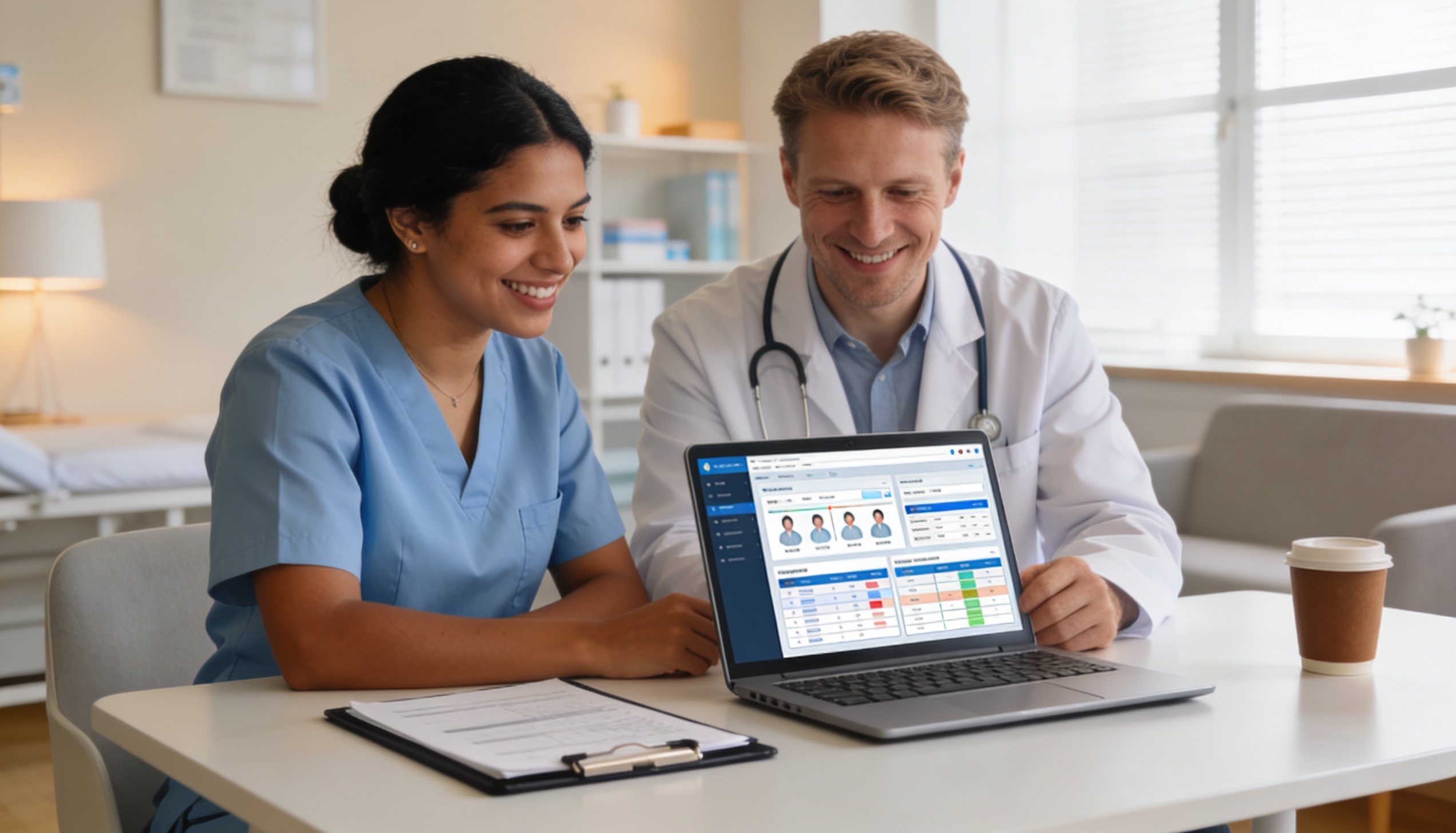 Profesionales de la clinica revisando un tablero digital de seguimiento para cuidar cada oportunidad de agenda.