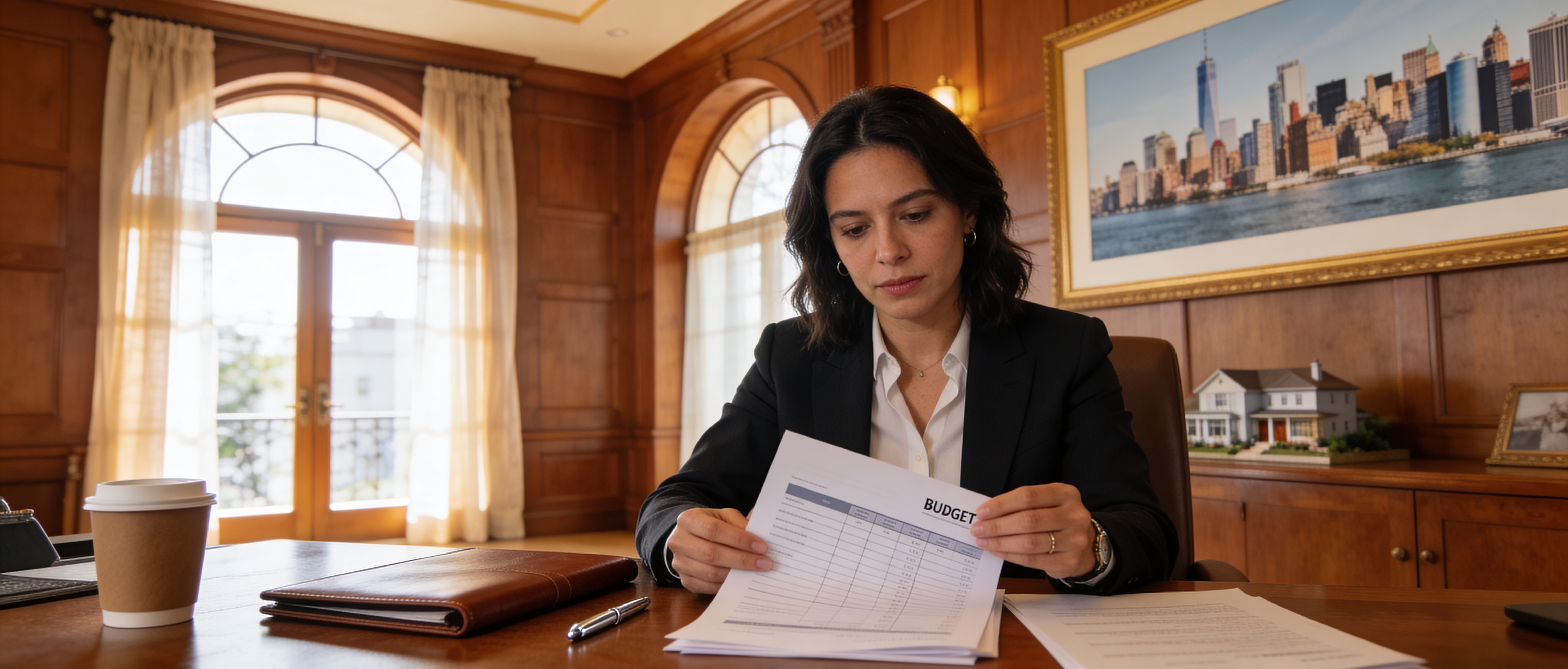 Real estate advisor reviewing budget and lead documents before booking a property visit.